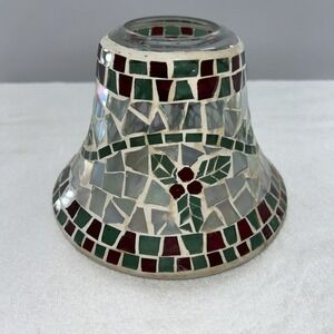 Yankee Candle Jar Topper Mosaic Tile Christmas Red‎ & Green Silver Holly Berries